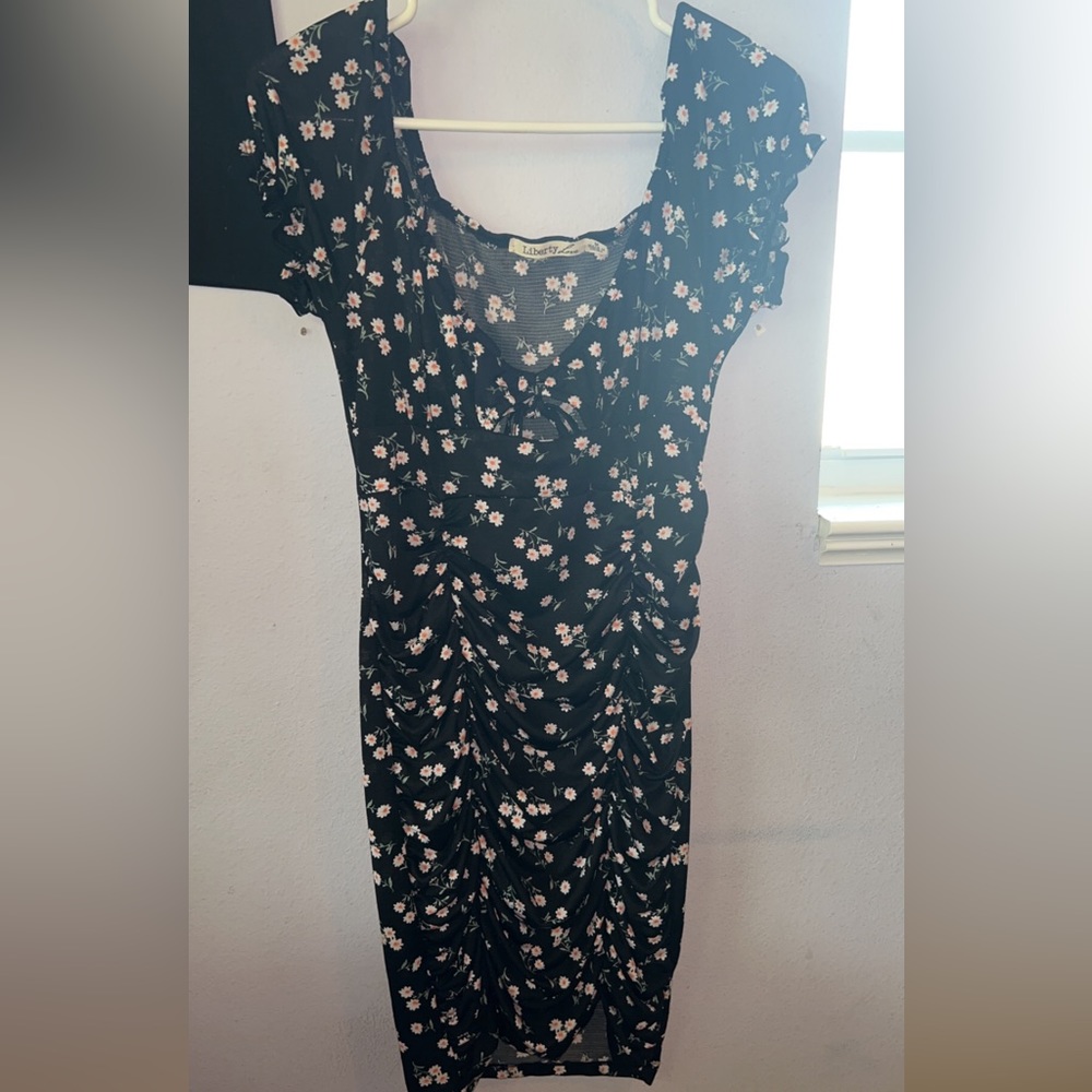 Black dress with white flowers